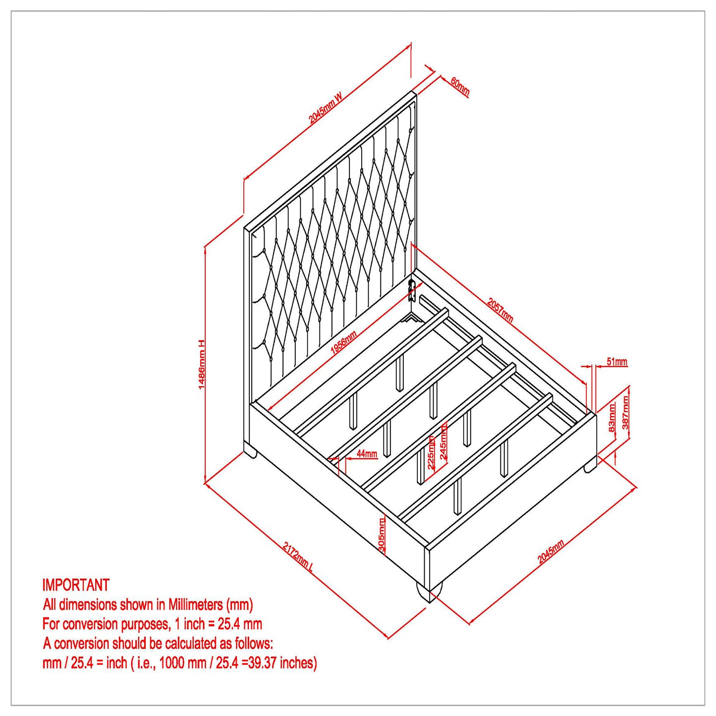 KING SIZE- (LUCILLE BLACK)- VELVET FABRIC - BUTTON FABRIC- BED FRAME- (BOX SPRING REQUIRED)