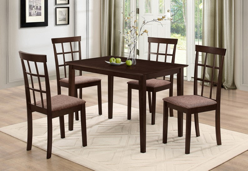(1047 ESPRESSO - 1010 - 5) - WOOD DINING TABLE - WITH 4 CHAIRS