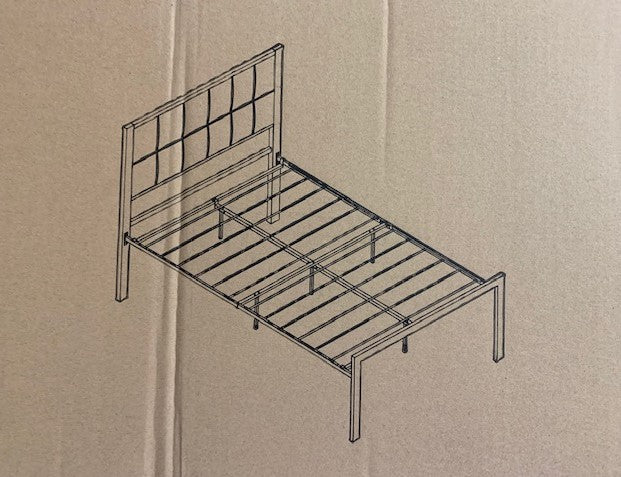 QUEEN SIZE- (105 GREY)- METAL BED FRAME- WITH SLATTED PLATFORM