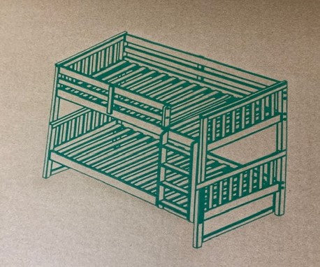 TWIN/ TWIN- (121 WHITE)- WOOD BUNK BED- WITH SLATS