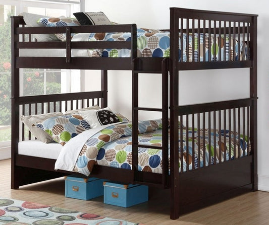 DOUBLE/ DOUBLE- (123 ESPRESSO)- WOOD BUNK BED