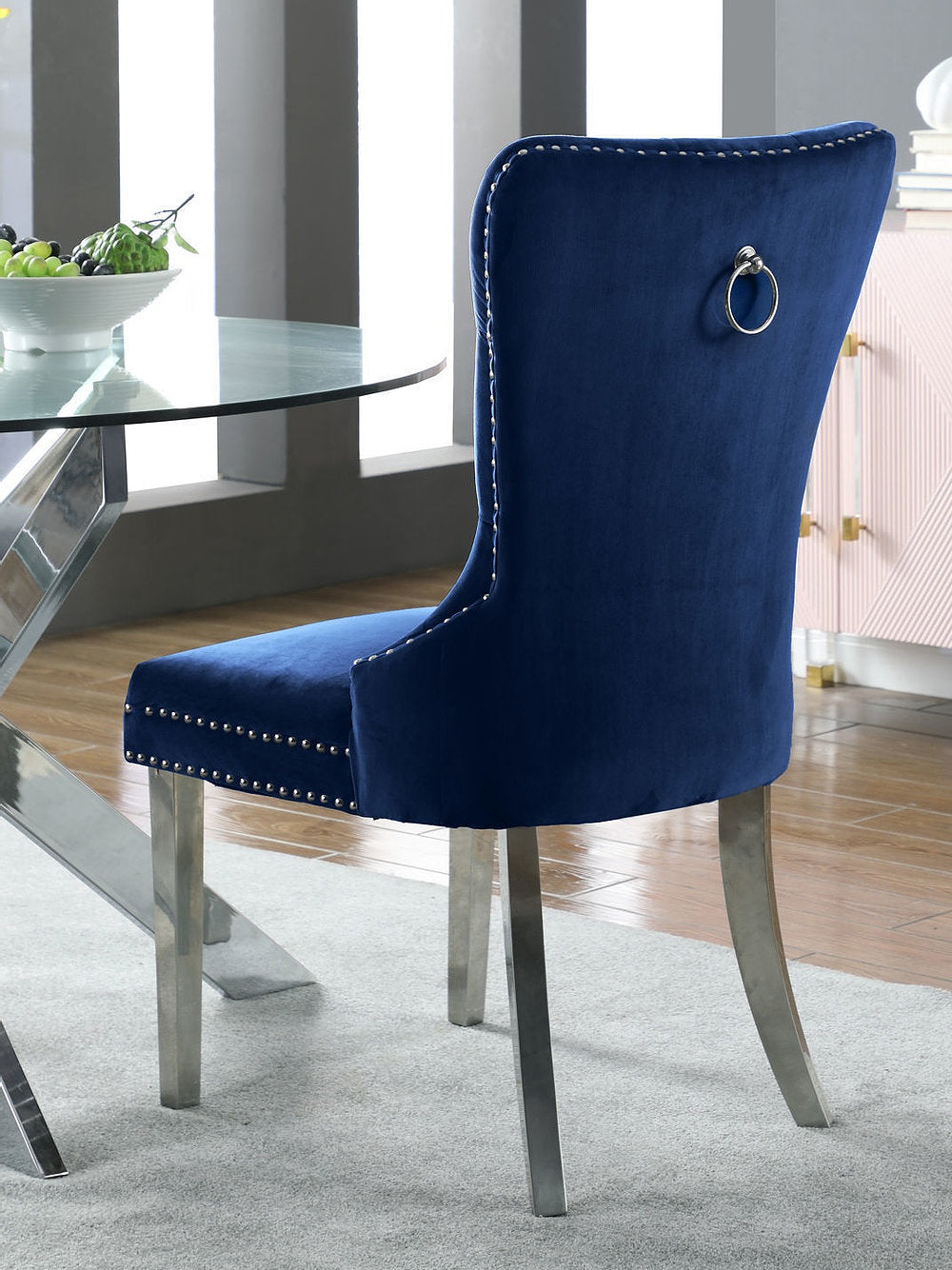 (1262 BLUE- 2 pack)- VELVET FABRIC DINING CHAIRS