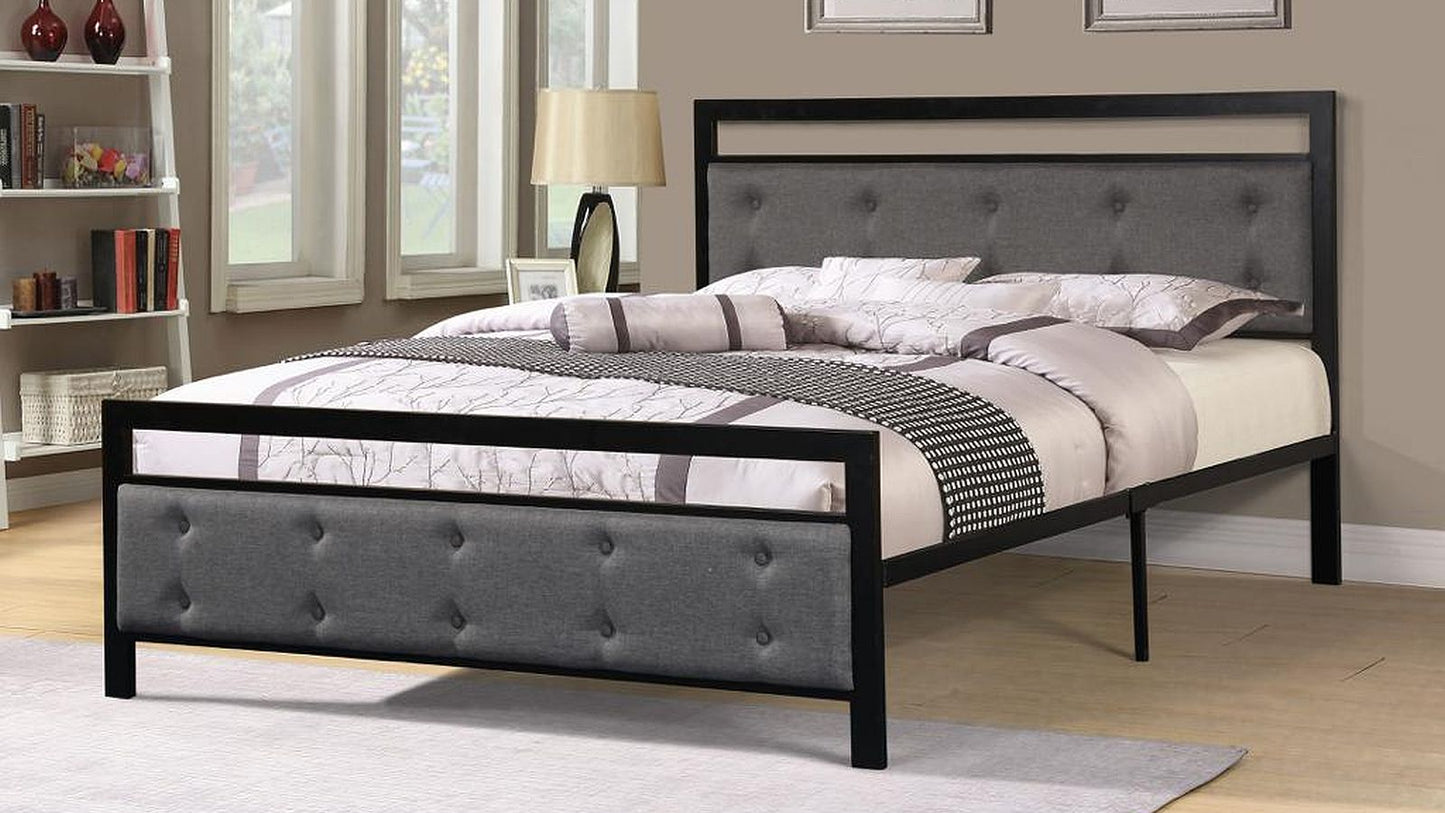 TWIN (SINGLE) SIZE- (1282 GREY)- METAL BED FRAME- WITH SLATTED PLATFORM