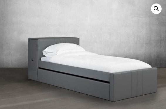 DOUBLE (FULL) SIZE- (128R GREY)- LEATHER- CANADIAN MADE- BED FRAME- WITH STORAGE- WITH TRUNDLE- (DELIVERY AFTER 4 WEEKS)