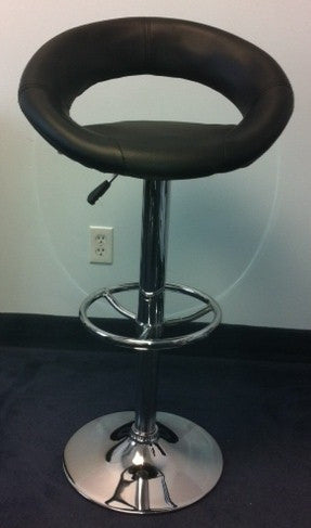 (138 DISCO BLACK)- LEATHER ADJUSTABLE BAR STOOL