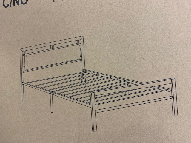 TWIN (SINGLE) SIZE- (141 BLACK)- METAL BED FRAME- WITH SLATS