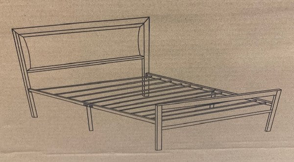 TWIN (SINGLE) SIZE- (142 BLACK)- METAL BED FRAME- WITH SLATTED PLATFORM