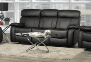 (1420 BLACK- 1) - GENUINE LEATHER MATCH RECLINER SOFA- out of stock until january 18, 2025