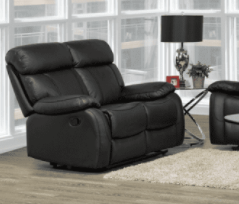 (1420 BLACK- 2) - GENUINE LEATHER MATCH RECLINER LOVE SEAT- TEXT OR WHATSAPP 416 319 8851 FOR STOCK AVAILABILITY BEFORE PAYING