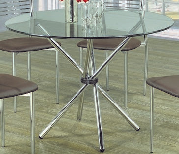 (1430 CHROME- 1)- 32" ROUND- GLASS DINING TABLE