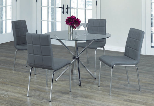 (1430- 1762 GREY- 5)- GLASS- 32" DINING TABLE- WITH 4 CHAIRS