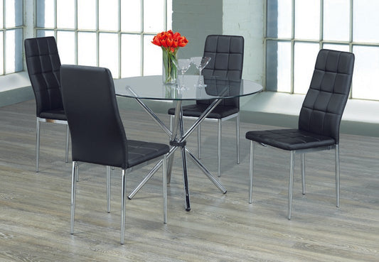 (1430- 1770 BLACK- 5)- GLASS- 32" DINING TABLE- WITH 4 CHAIRS