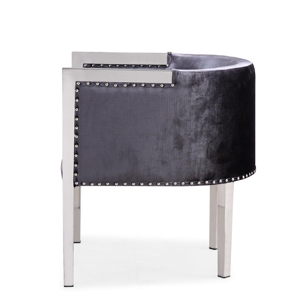 (ELVIS charcoal) - VELVET FABRIC - ACCENT CHAIR