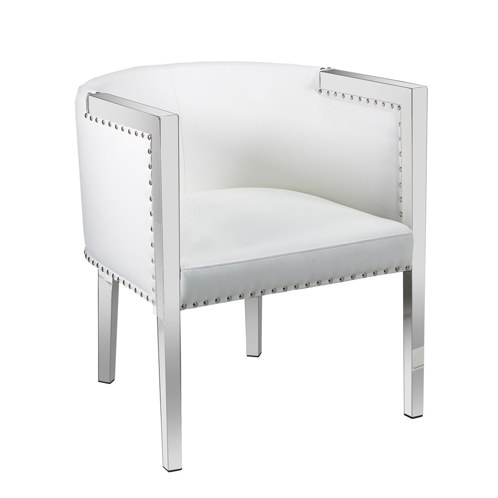 (ELVIS WHITE) - LEATHER ACCENT CHAIR