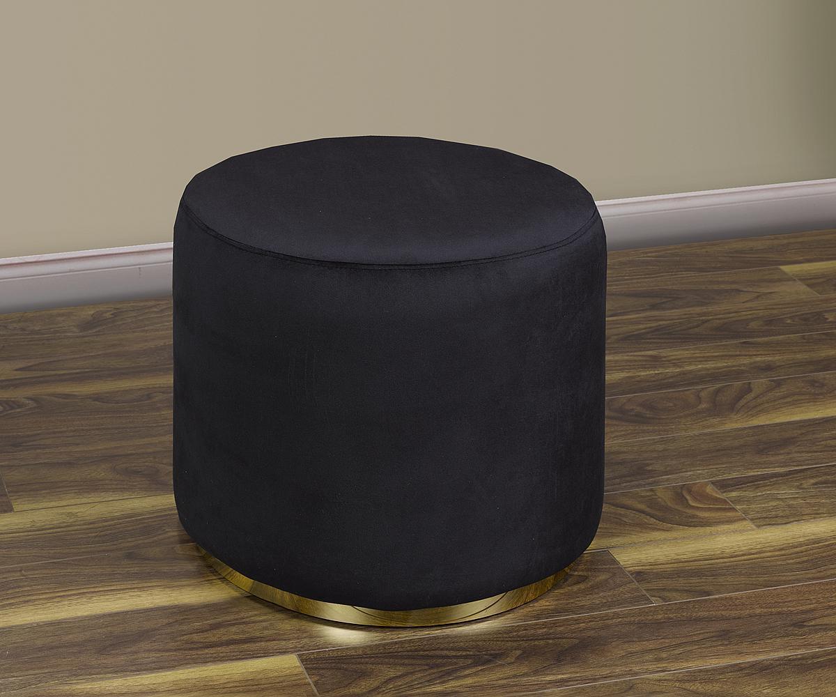 (18253 BLACK )- VELVET FABRIC- ROUND- OTTOMAN
