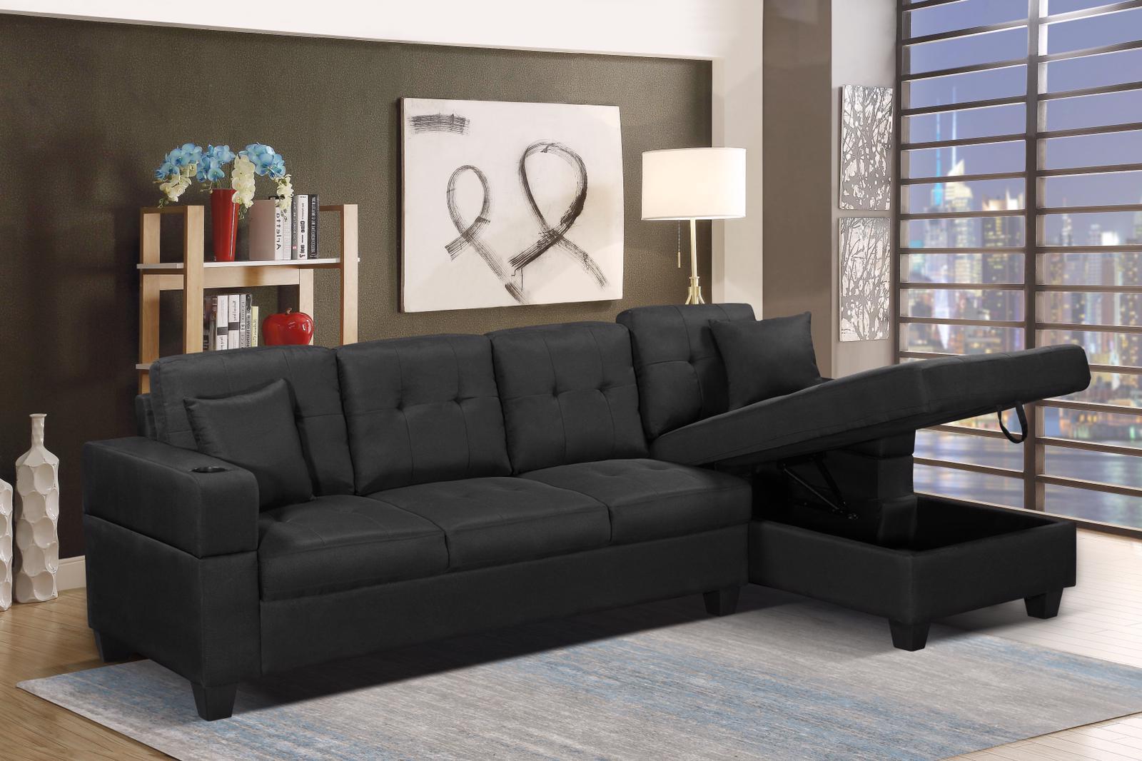 DF 1839 BLACK RHF)- FABRIC SECTIONAL SOFA- WITH STORAGE – MySleep