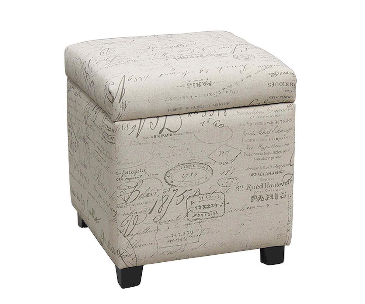 (2012 TEAHOUSE BEIGE )- FABRIC- SQUARE OTTOMAN- WITH STORAGE
