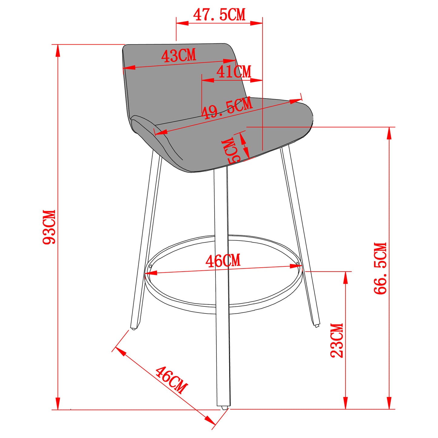 (FERN CHARCOAL- 2 PACK)- LEATHER COUNTER STOOLS