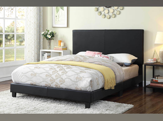 TWIN (SINGLE) SIZE- (2110 BLACK)- LEATHER BED FRAME- (BOX SPRING REQUIRED)
