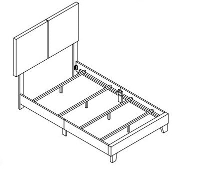 DOUBLE (FULL) SIZE- (2110 BLACK)- LEATHER BED FRAME- (BOX SPRING REQUIRED)