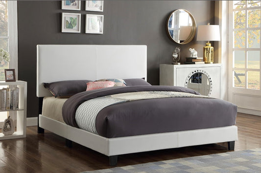 TWIN (SINGLE) SIZE- (2110 WHITE)- LEATHER BED FRAME- (BOX SPRING REQUIRED)