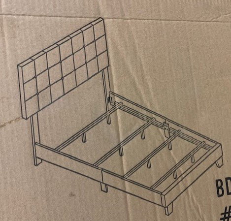 KING SIZE- (2113 WHITE)- BUTTON TUFTED- LEATHER BED FRAME- (BOX SPRING REQUIRED)