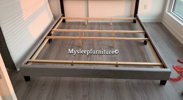 KING SIZE- (2118 LIGHT GREY)- FABRIC BED FRAME- (BOX SPRING REQUIRED)