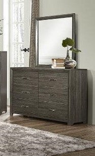 (2145NP GREY- 6DM)- WOOD- DRESSER WITH MIRROR- TEXT OR WHATSAPP 416 319 8851 FOR STOCK AVAILABILITY BEFORE PAYING