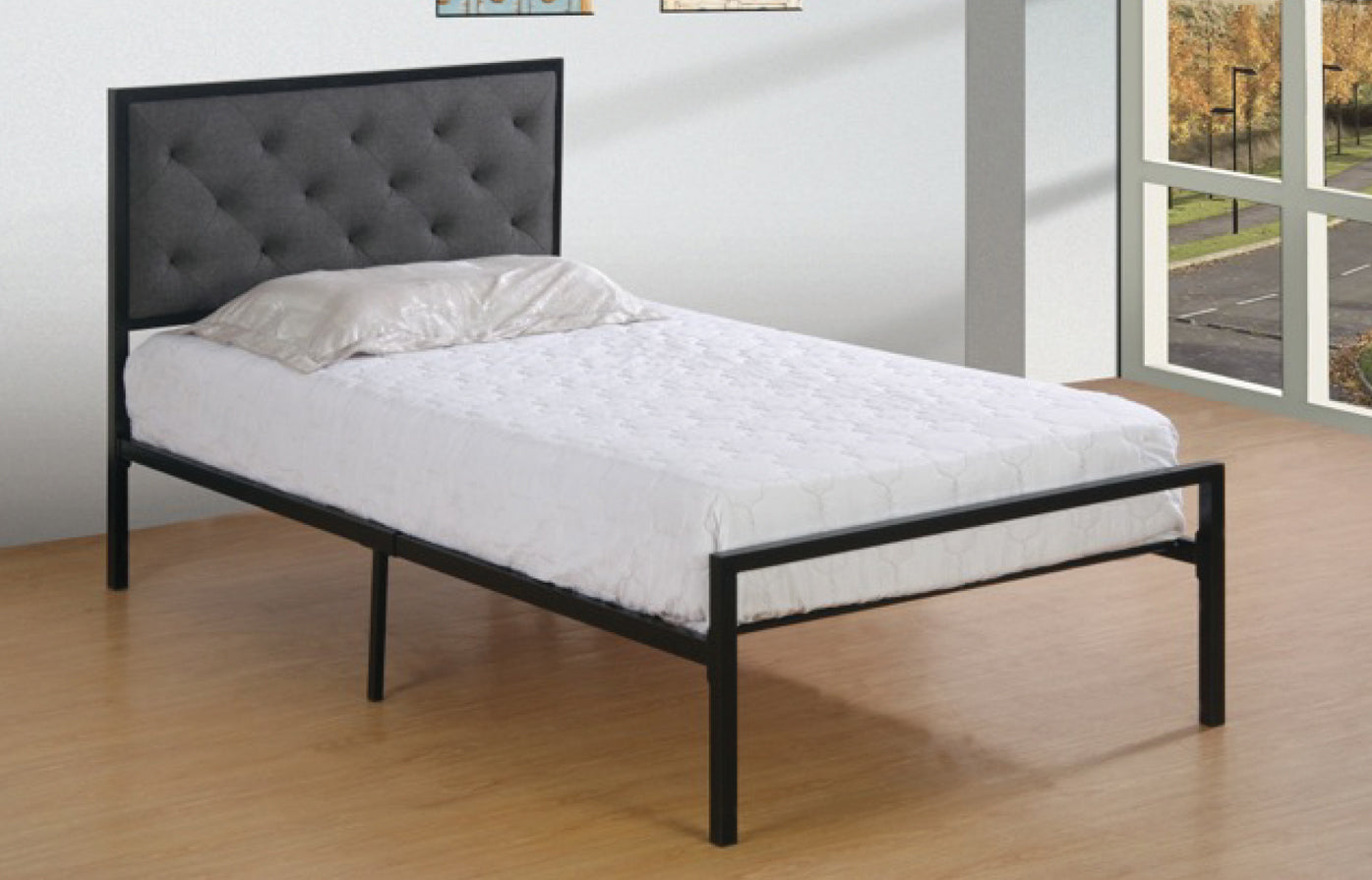 Grey twin bed online frame with headboard