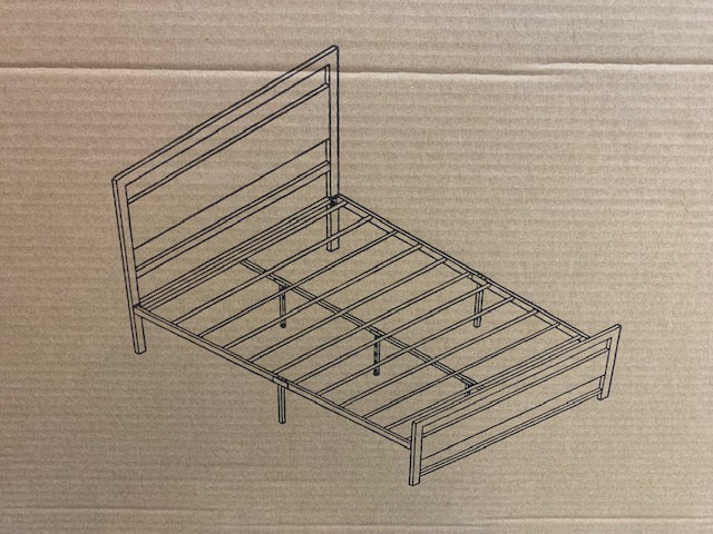 DOUBLE (FULL) SIZE- (2233 GREY)- METAL BED FRAME- WITH SLATTED PLATFORM