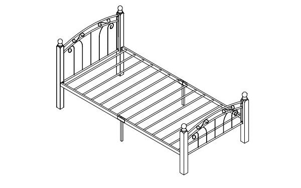 TWIN (SINGLE) SIZE- (2320 WHITE)- METAL BED FRAME- WITH SLATTED PLATFORM