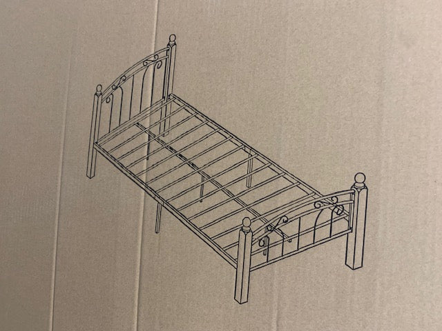 DOUBLE (FULL) SIZE- (2320 WHITE)- METAL- BED FRAME- WITH SLATTED PLATFORM