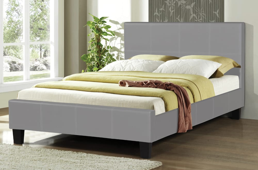 KING SIZE- (2361 GREY)- LEATHER BED FRAME- WITH SLATS- SALE PRICE UNTIL JUNE 29, 2026