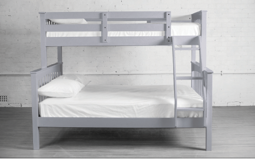 TWIN/ DOUBLE- (2501 GREY)- WOOD- SPLITTABLE- BUNK BED- WITH SLATS