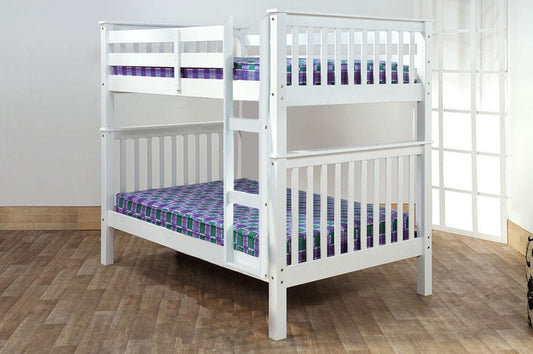 DOUBLE/ DOUBLE- (2502 WHITE)- WOOD BUNK BED- SALE PRICE UNTIL JULY 30, 2024