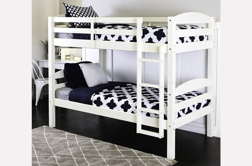 TWIN/ TWIN- (2508 WHITE)- SPLITTABLE- WOOD BUNK BED- SALE PRICE UNTIL JULY 30, 2024