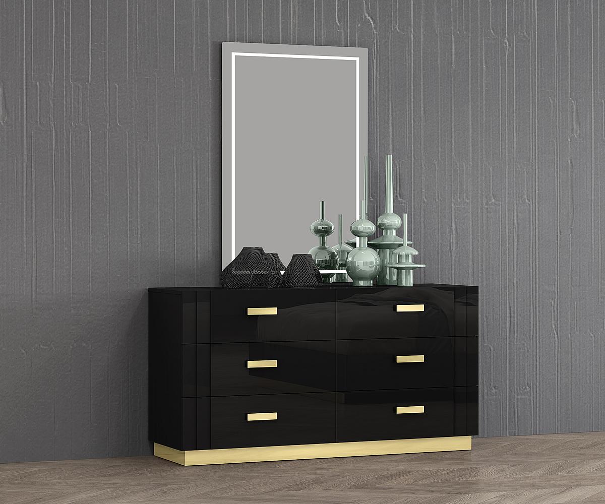 GLAMOUR BLACK- 6)- DRESSER + MIRROR MySleep Furniture GLAMOUR BLACK- 6)- DRESSER + MIRROR MySleep Furniture