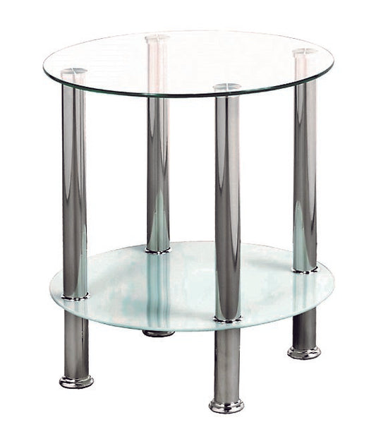 (2605 WHITE)- GLASS ACCENT SIDE TABLE- INVENTORY CLEARANCE
