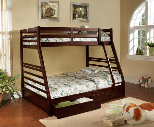 TWIN/ DOUBLE SIZE- (2700 ESPRESSO)- WOOD BUNK BED- WITH DRAWERS- SALE PRICE UNTIL JULY 30, 2024