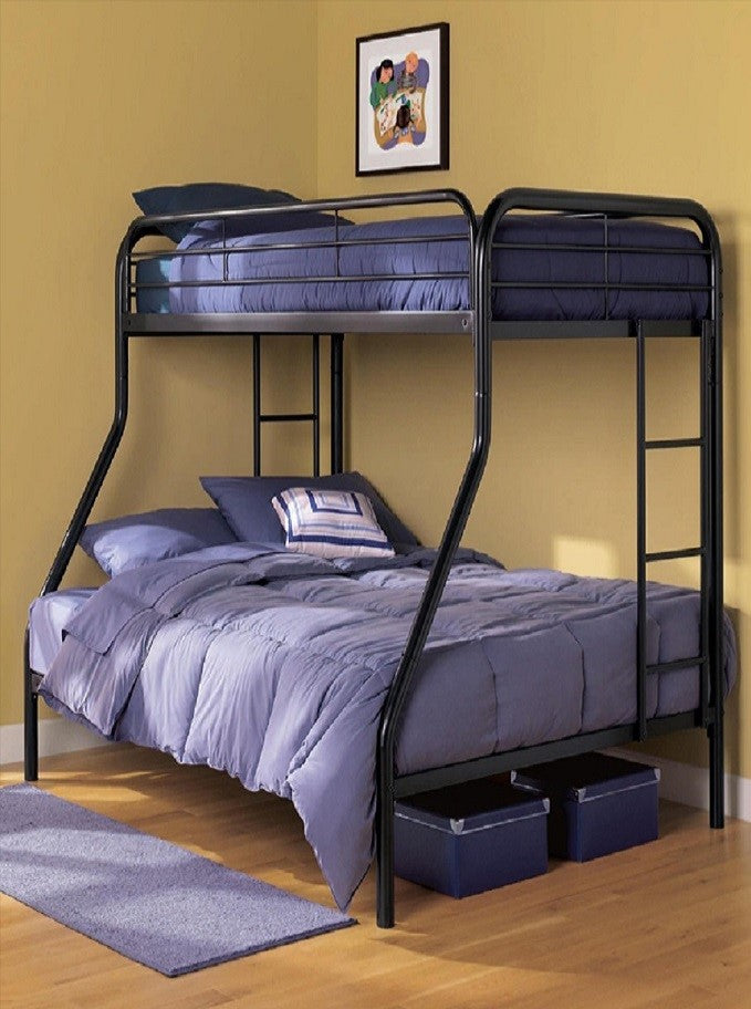 TWIN/ DOUBLE- (2820 BLACK)- METAL BUNK BED