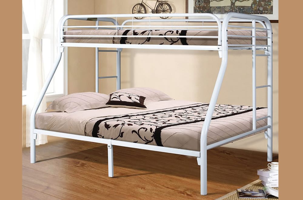 TWIN/ DOUBLE- (2820 WHITE)- METAL BUNK BED