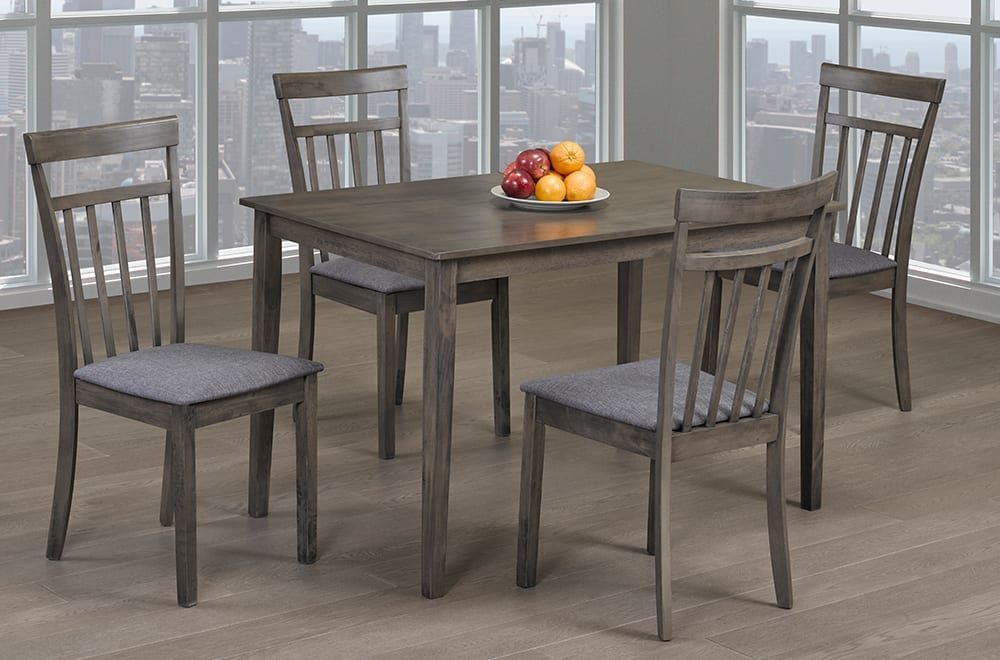 (3116- 3115 GREY- 5)- WOOD DINING TABLE- WITH 4 CHAIRS- out of stock until JANUARY 21, 2026
