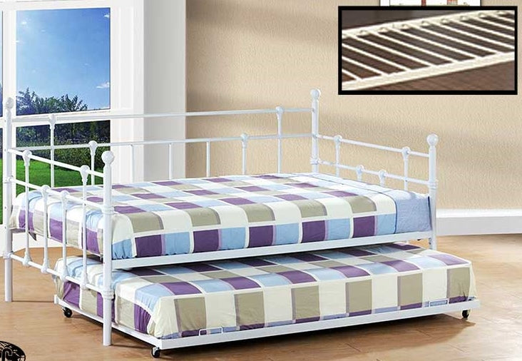 TWIN (SINGLE) SIZE- (316 WHITE)- METAL DAY BED- (WITHOUT TRUNDLE)