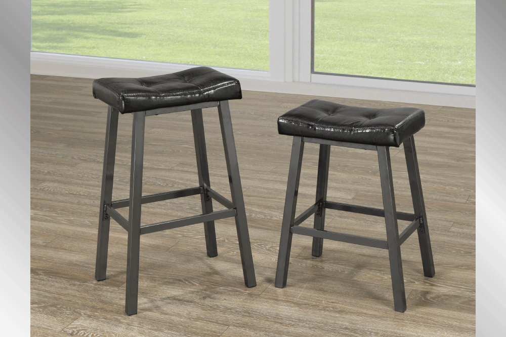 (3221 GREY- 2 PACK)- LEATHER - 29" HIGH- BAR STOOL