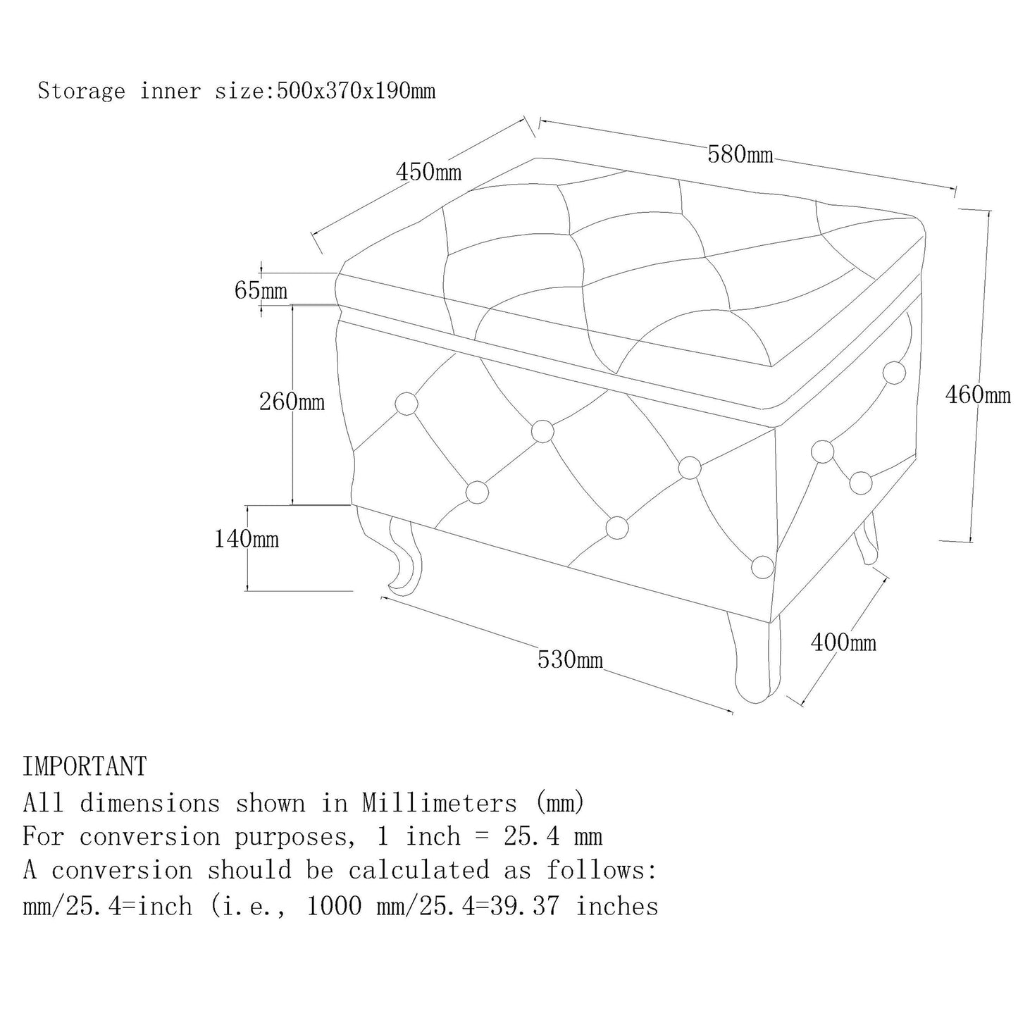 (MONIQUE SQUARE WHITE)- LEATHER- CRYSTAL TUFTED- STORAGE OTTOMAN
