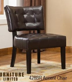(428 BROWN)- LEATHER ACCENT CHAIR- INVENTORY CLEARANCE