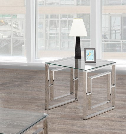 (5016 CHROME)- GLASS ACCENT TABLE