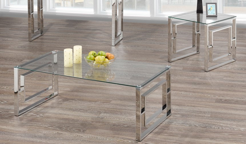 (5016- 4)- GLASS COFFEE TABLE- WITH 1 SIDE TABLE
