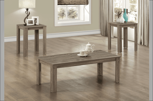 (5022 GREY- 3) - WOOD COFFEE TABLE- WITH 2 SIDE TABLES