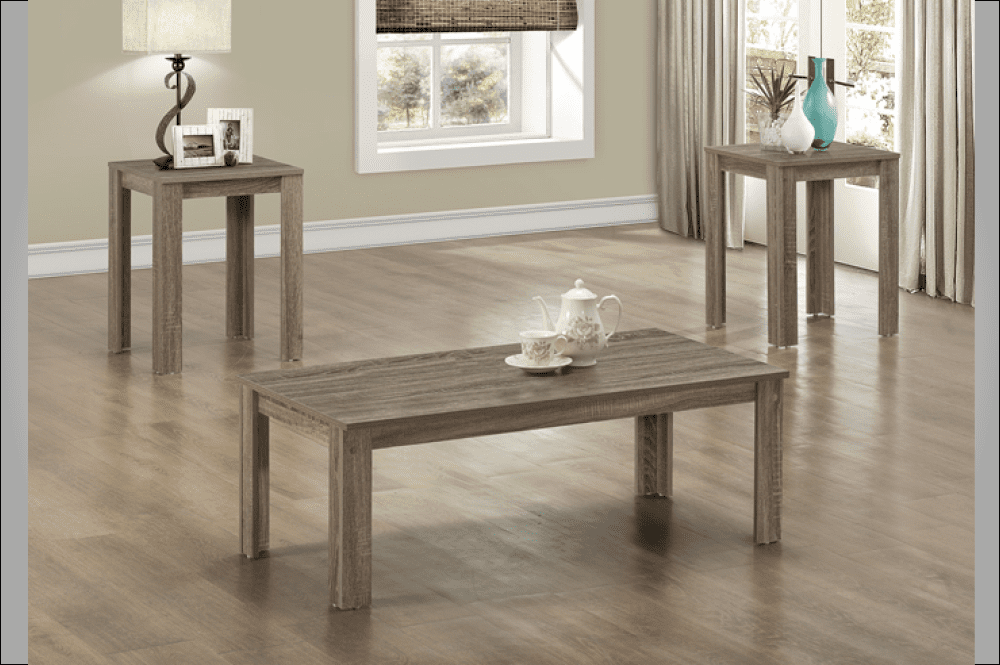 (5022 GREY- 3) - WOOD COFFEE TABLE- WITH 2 SIDE TABLES- SALE PRICE UNTIL JULY 30, 2024